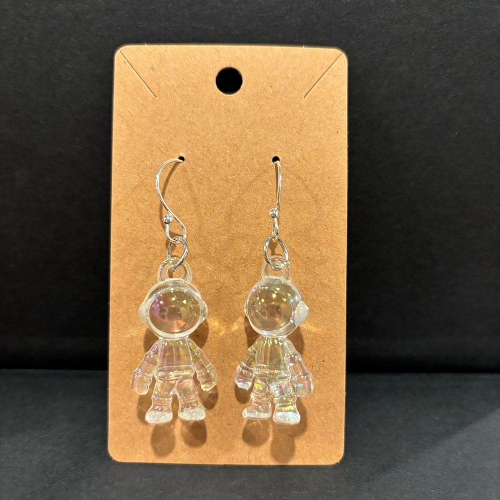 Astronaut Iridescent Sterling Silver Ball Hook Earrings NWT